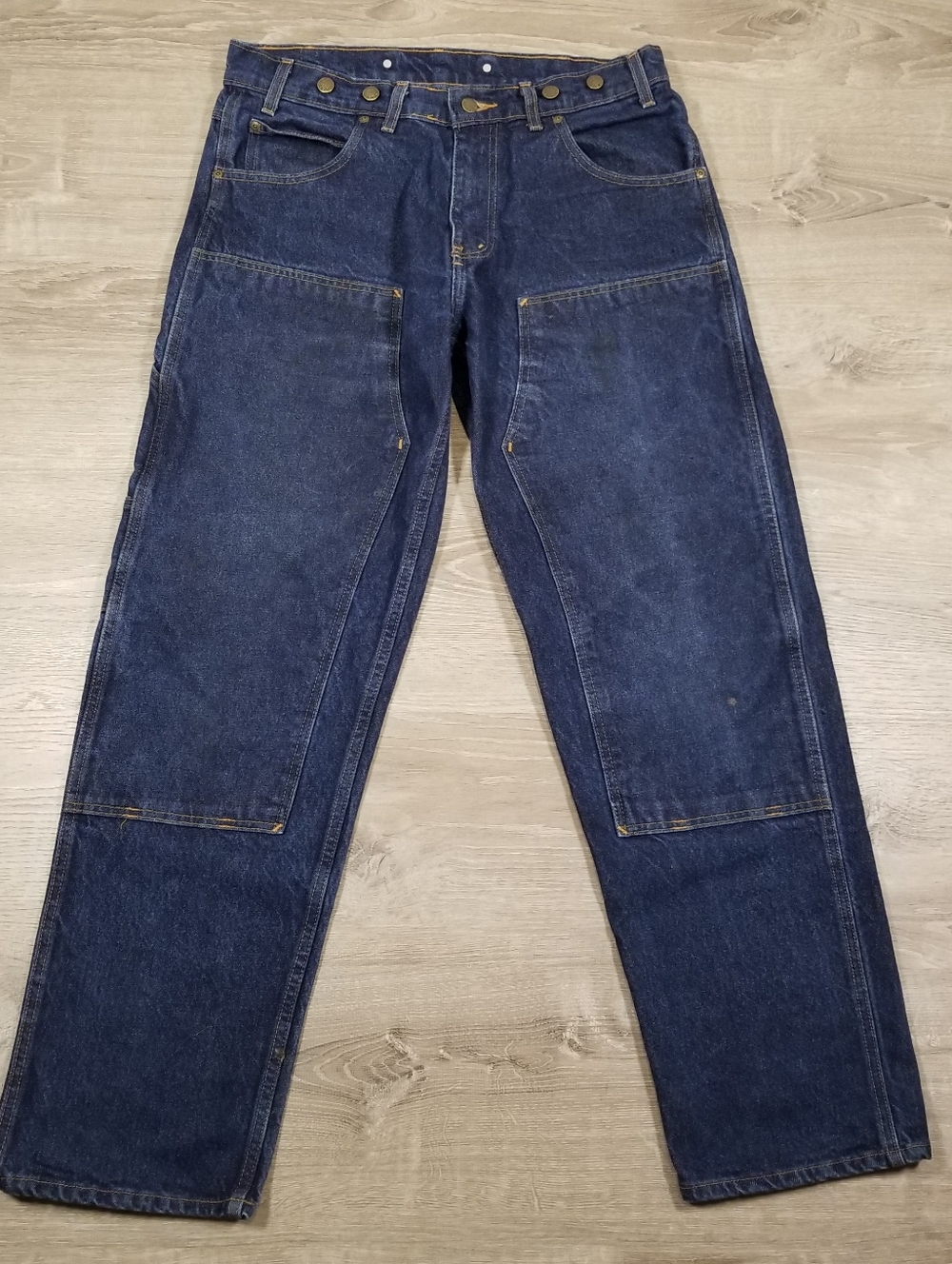Prison Blues Double Knee Carpenter Work Jeans Mens 36x34 Denim Made In USA